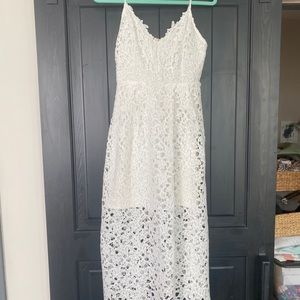 ASTR A Line White Lace Midi Dress